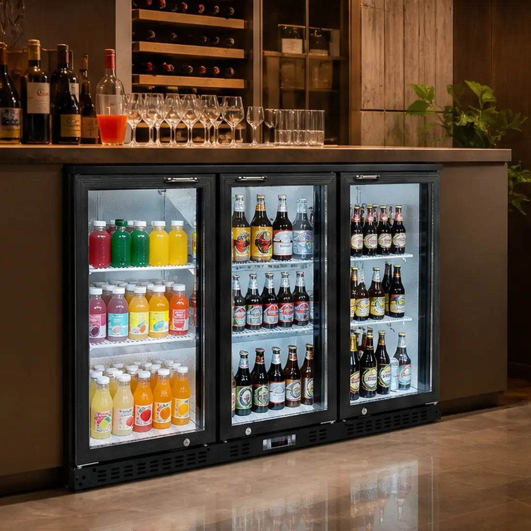 ARCH 53-Inch Black Aluminum Beverage Refrigerator - 3-Glass-Door Back Bar Fridge, 11.3 Cu.Ft Large Capacity, 480-Can Storage, 167.60 lb Indoor Home Cupboard