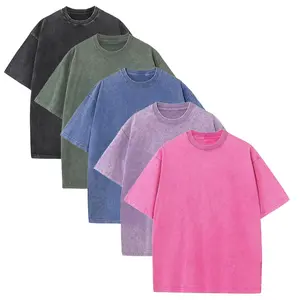 5 PCS Men's Cotton T-Shirts Oversized Half Short Sleeves Casual Loose Soild Streetwear Tops, Unisex Retro Street T-Shirts, Loose Fit Acid Washed.