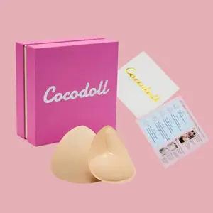 Cocodoll Women's Double-Sided Adhesive Thick Bra Pads, Invisible Lift, Waterproof, Push-Up Womenswear for Bikini Swimsuits and Strapless Bras Washable Sticky Inserts