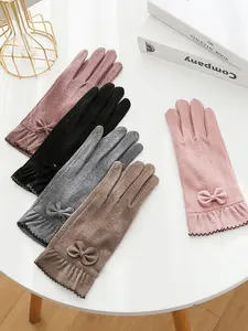 Women's Thin Velvet Elastic Winter Gloves, Spring & Fall Riding Windproof Warm Fleece, 1 Pair, Ideal for Cycling and Cold Weather Protection