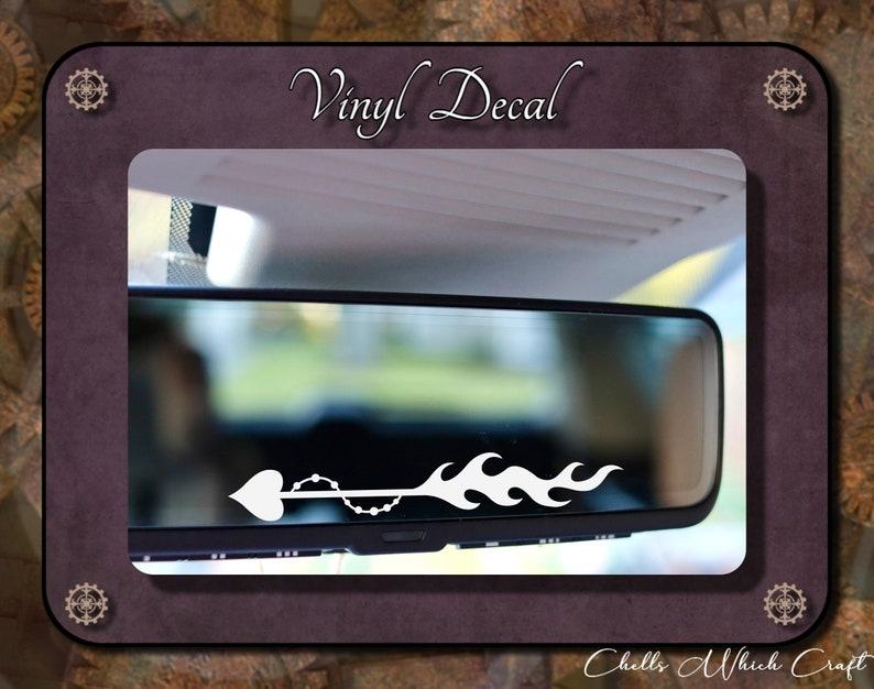 Rearview Mirror Decal, Fire Arrow Decal, Window Decal, Car Decals for Women, Mirror Decal, Heart Decal, Boho Decal, Girly Decal, Flame Decal