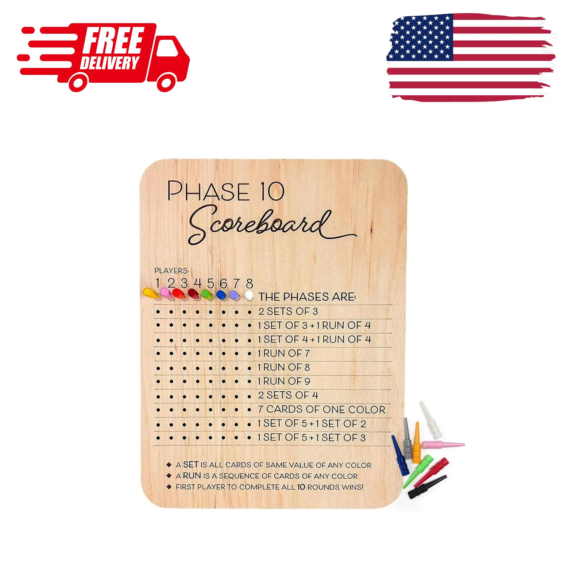Wooden Phase 10 Scoreboard Set