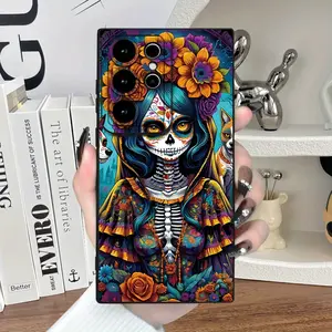 "Vitality Sugar Skull Lady" Frosted phone case for iPhone16promax, SE4/16E, 16 15Pro 14PLUS 13 12Pro 11 Pro Max X XSMAX for Samsung Galaxy S22 S23, S24, S23ULTRA. S25