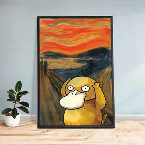 Retro Cartoon Psyduck Style – Japanese Anime Wall Art(Noframed)