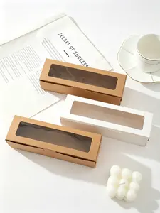 Transparent Rectangular Flip-Top Baking Packaging Pastry Box, Kraft Paper Macaron Box, Cookie Box, Casual Cutlery Case for All Seasons，needoh，nutrition geeks