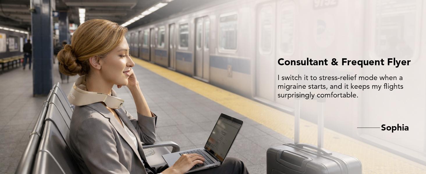 SKG Foldable Neck Massager for Pain Relief Deep Tissue Vibration Cordless Travel Massager,Portable 3D Neck Massager for Office Home Car Travel Gold Titanium Neck Massager 3.0 Valentine Gifts