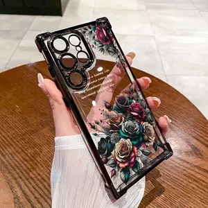 Colorful Roses High quality protective phone cases, enhanced protection for the four corners of the phone, for SamSung for Galaxy S24/S23/S22, transparent, shock absorbing, anti slip, lightweight Cover Smartphone Casing Cellphone Protector Shockproof