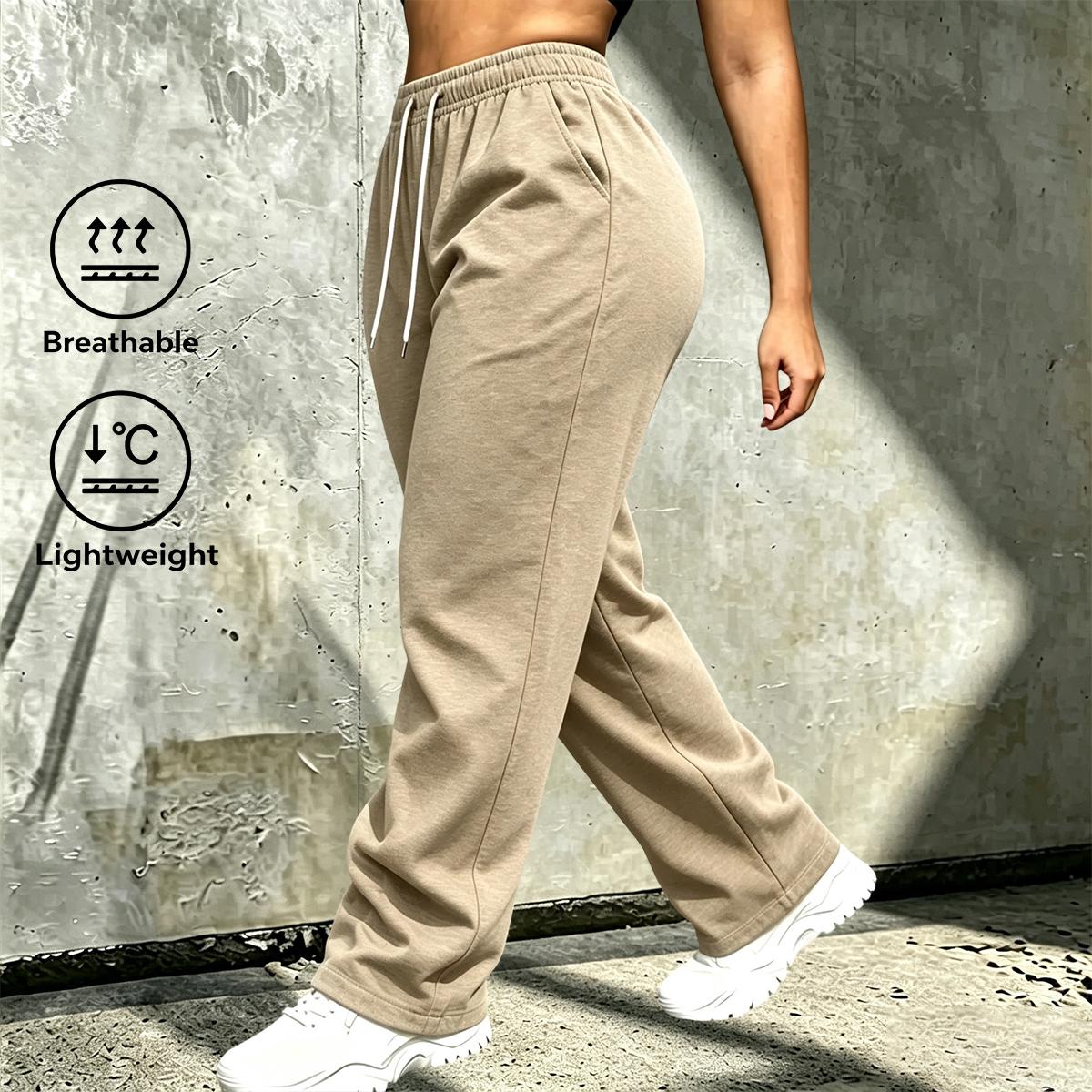 Two-pack elegant casual long pants—fashionable sport trousers with a double-pocket design, machine washable women’s pants that are versatile for home and outdoor wear.