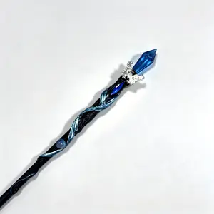 SaintMagic Azure Butterfly Frostvine Wand, Wizard Academy Style Handmade Fantasy Wand for Adult Collectors, Cosplay Prop, Blue Resin Gem Wand Gift with Box
