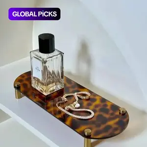 Elegant French Acrylic Tray Set, Turtle Brass Color Leopard Design, Perfect Room Decoration, 1/2 Pieces, Lightweight Stylish Home Accessories #GLOBAL PICKS
