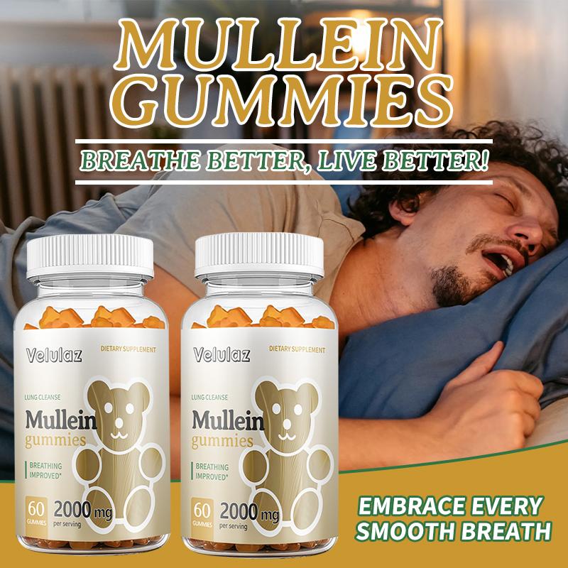 Wild & Organic Mullein Gummies for Lungs 2000mg - Lung Detox and Cleanse - Vegan Mullein Leaf Gummies for Immune Support - 60 Non-GMO Herbal Extract Chews Healthcare Fitness
