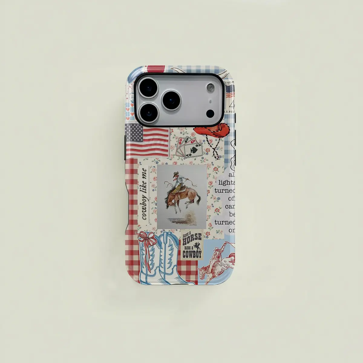 A simple American country-style cowboy card case with a minimalist design. This durable 2-in-1 case is compatible with iPhone 17/16/15/14/13/12/11 Pro Max/Plus/Pro and Samsung Galaxy S25/S24/S23 Ultra series. Ideal for couples.