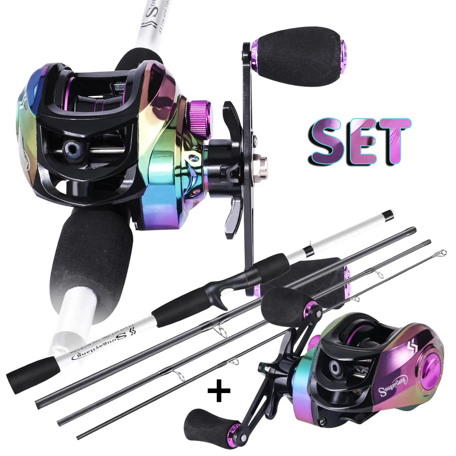 Sougayilang Crixus Baitcasting Fishing Rod and Reel Combo - IM6 Graphite Construction, EVA Handle, Ideal for Bass Angling, Topwater Frog Fishing