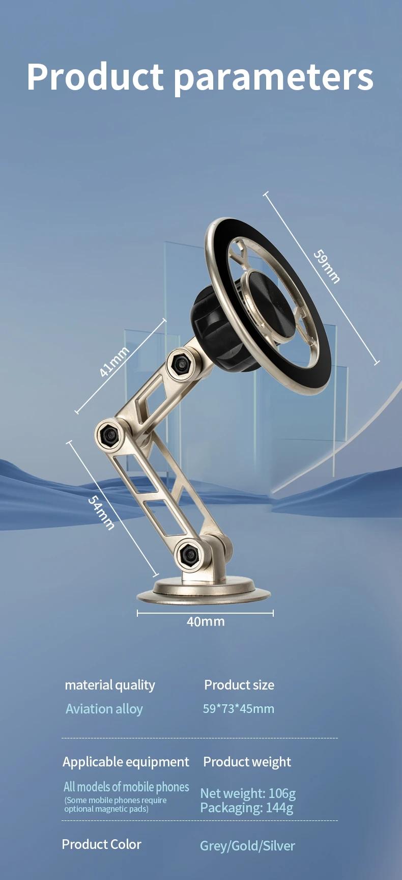 All-Metal magnetic Bracket for Car Phone360Degree Rotating Accessory foldable with ventilated Magnet GPS Cars Accessories for Phones magnetic car phone holder foldable  phone Fall Car Universal Phone Holder Dashboard Automotive Windshield