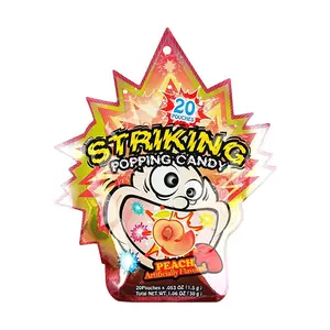 STRIKING Popping Candy Peach Flavor 30g - Nostalgic Childhood Candy, Fun Fizzing Sweets for Kids & Adults