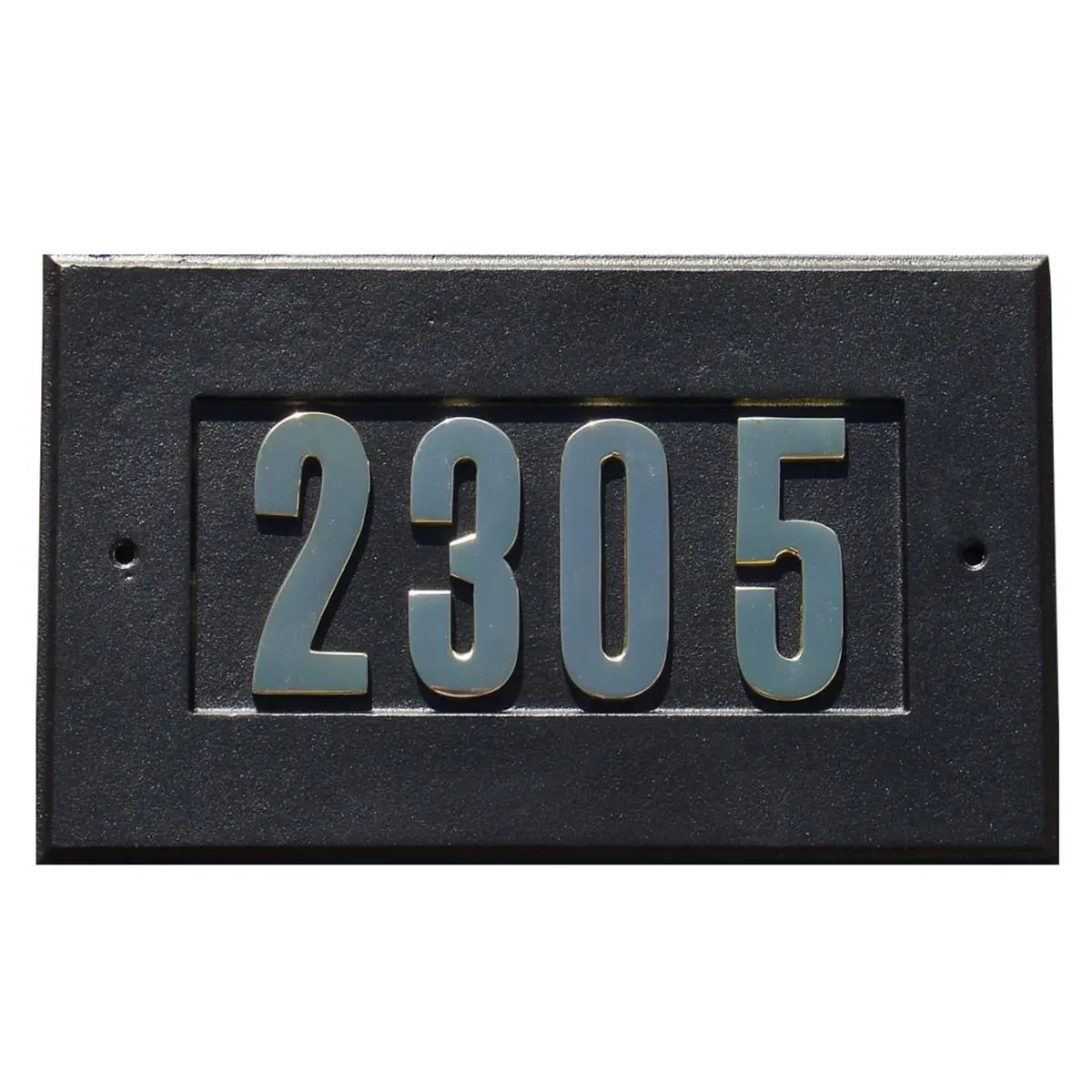 QualArc ADD-1410-BL 9 in. Manchester Address Plate with 3 in. Gold Brass Numbers in Black
