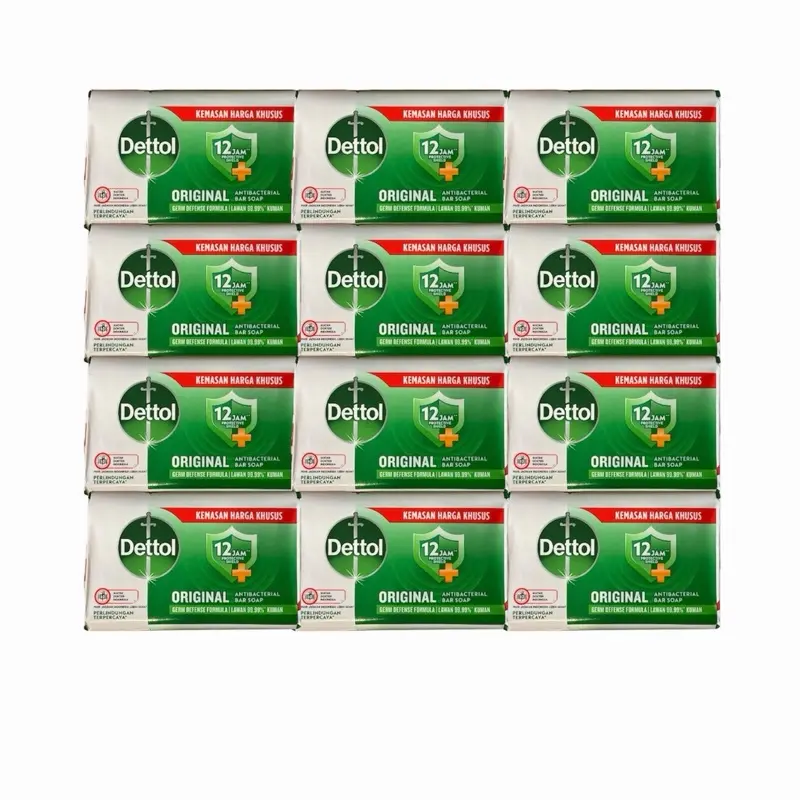 Dettol Antibacterial Original Soap Bars, Hydrating Moisturizing Scented Body Care Cleanser - 100g, Pack of 12