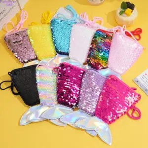 2026 New Korean Style Sequin Mermaid Tail Coin Purse Crossbody Bag, Cute Student Backpack & Decorative Storage Bag, Shiny Eye-Catching Design, Lightweight Portable Bag Perfect for School, Daily Outings, Travel & Parties