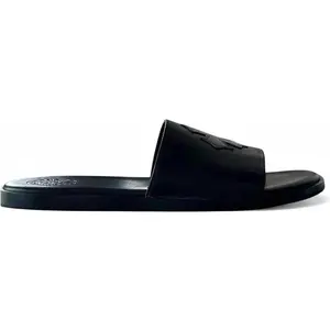 Chrome Hearts Leather Slides Black