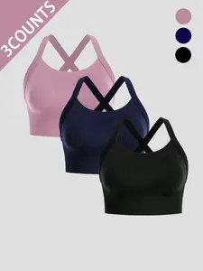 Women's Wireless Sports Bra with Crossed Straps, Comfortable and Stylish Gym Training, Yoga Sports Bra, Asymmetrical Design, All Seasons Wear, Strappy Sports Bras