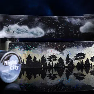 Starry Night Scenery Tape Rolls, Origami Paper Material, City Series Handmade Stickers, Decorative Log Computer Card Gift Labels, Adhesive Stickers