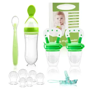 Mothers Day Gift Baby Fruit Feeder Pacifier | Infant Food Feeder Pacifier & Food Dispensing Spoon | Fresh Fruit Teethers for Babies | Silicone Feeder Baby,Mesh teethers for Babies Gifts for Boys and Girls