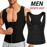 CATTIBOR Men's Compression Garment Sports Sauna Vest - Sleeveless Gym Clothing Front Zipper Eyes Design, Sweat Wicking Workout Vest for Running Fitness Waist Training Undershirt Body Shaper