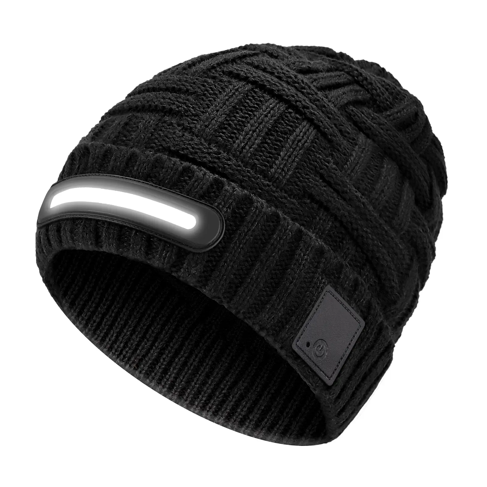 CW2-TD3 Bluetooth Beanie Hat with Light Headlamp Cap Headphones & Built-in Speaker Mic Gifts for Men Women Teen Beanies Convenient Headset