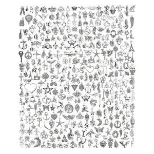 300 PCS Wholesale Bulk Jewelry Making Charms Mixed Smooth Tibetan Silver Alloy Pendants DIY for Bracelet Necklace and Crafting