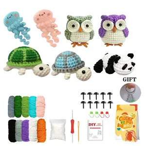 Beginner DIY Crochet Kit with 7 Cute Animal Stitches, Easy-To-Learn Craft Set, Perfect Gift for Friends, Includes Video Tutorial, Crochet Kits for Beginners