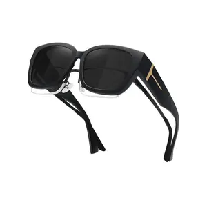 Oversized Fit Over Glasses Sunglasses for Women and Men, Trendy Polarized Cat Eye Sunglasses for Driving, UV Protection Prescription-Friendly Fashion Eyewear