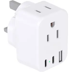 to UK Ireland Travel Plug Adapter, Type G Travel Adapter with 2 Outlets 3 USB Ports(2USB C), UK Power Adapter Converter for  to Dubai England London Scotland  Kenya Qatar Irish Hongkong