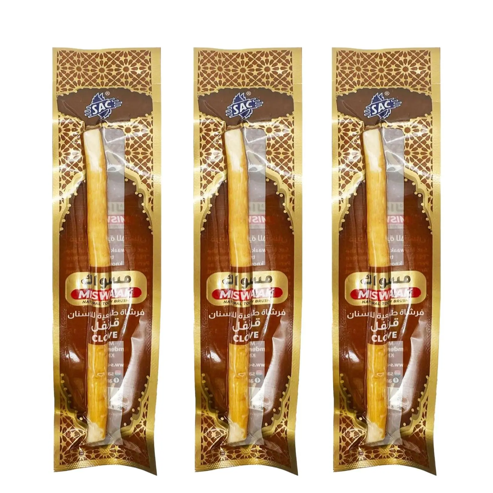 Clove flavor Miswak Sticks Toothbrush - Vacuum Sealed Natural Flavor from Original Authentic Arabic Plants- for Healthy Gums, Teeth, and Fresher Breath Antibacterial Oral
