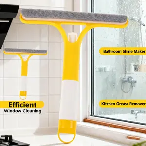 2025 New 3-in-1 Window Cleaning Tool with Spray Function – Squeegee, Scraper & Brush for Shower Glass, Windows, Mirrors & Doors