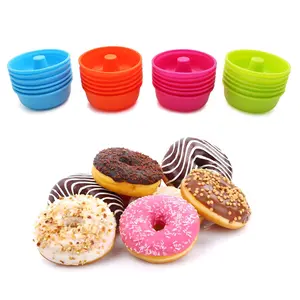 Silicone Cake Mold, 24pcs Mini Baking Cup, Doughnut Making Mold, Baking Mold for Doughnut, Cake, Frozen Snack, Ice Cube, Mousse