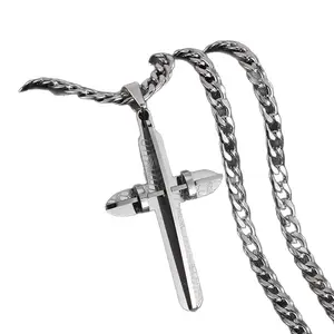 Welded Stainless Steel Cross Pendant, Men's Fashion Personalized Titanium Steel Necklace Jewelry