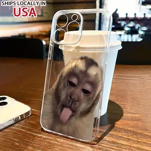 Transparent Shell Naughty Monkey Print TPU Shockproof Full Coverage Protective Case Suitable for Apple Iphone 6/7/8/X/Xs/Xr/Xs Max/11/12/13/14/15/16 Pro Max