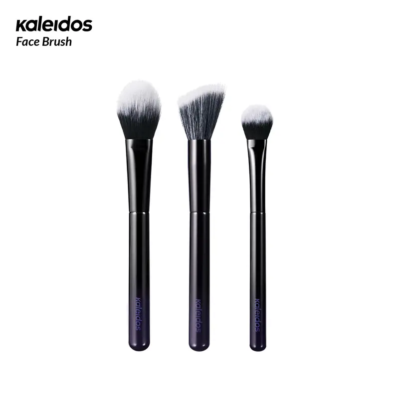 Kaleidos Handmade 3-Piece Complexion Brush Set - Multifunctional Brush Makeup Kit, Soft Bristle Blending Blush Tools for Contour, Highlighting, Face Makeup, Cosmetic Gift