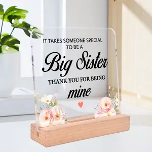 Big Sister Acrylic with Wooden Stand, Acrylic Plaque Sign, Signage, Desktop & Office Decor, Home & Party Decoration, Home Decor Products, Ideal Sister Birthday Present for Her