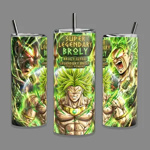 Broly Green Energy Anime Warrior 20oz 40oz Tumbler With Handle, Legendary Rage Power Travel Mug Gift