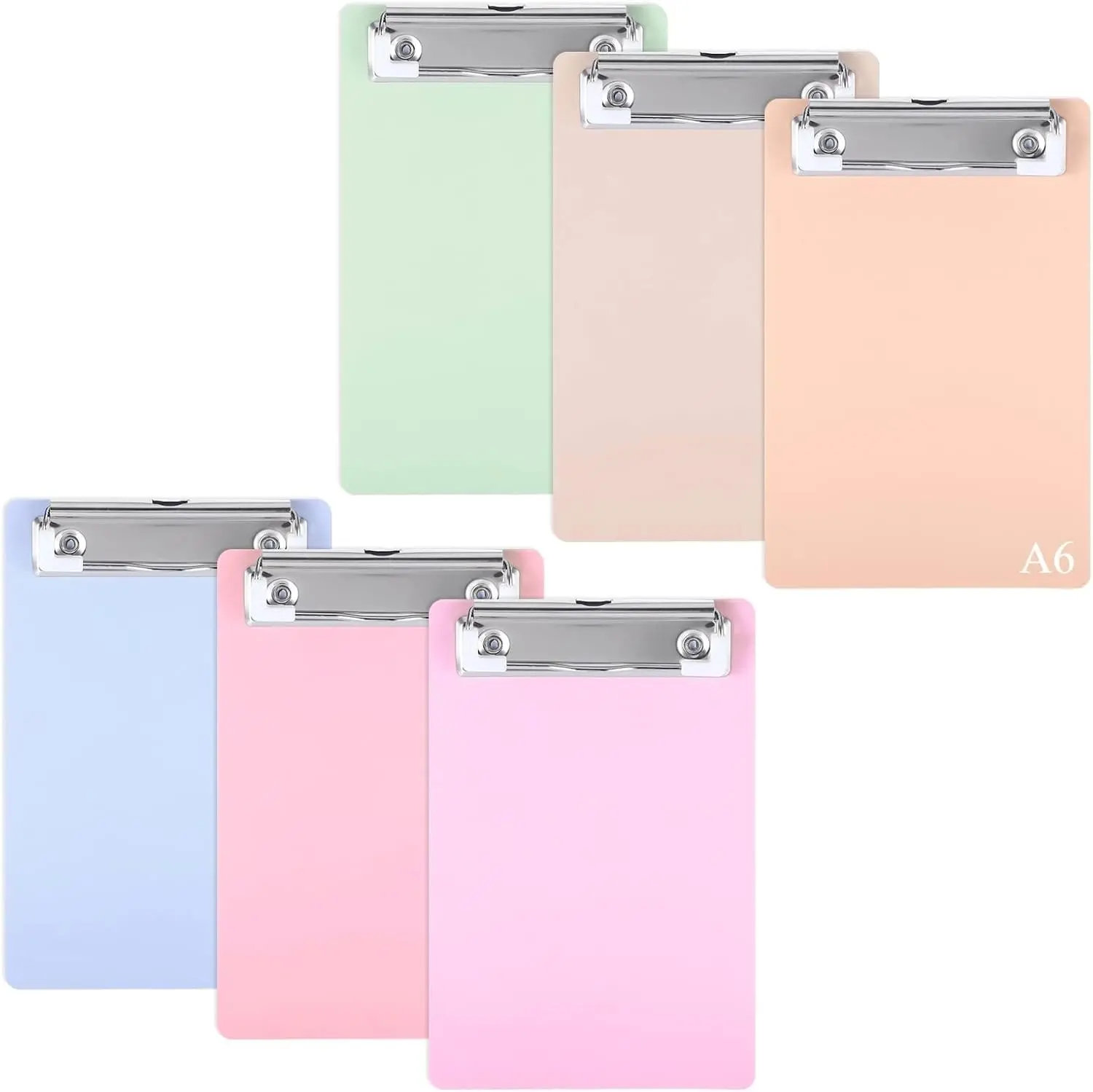 6 PCS Mini Clipboard Acrylic Small Clipboards 5x7 | A6 Letter Size Pocket Clip Boards with Retaining Clips Plastic Colorful Clipboard for Classroom Restaurants Office