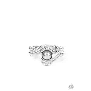 Envious Enrapture - Silver Pearl Rhinestone Ring - Paparazzi