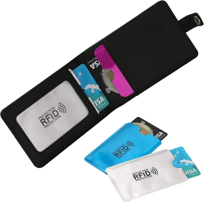 debit card sleeve protector RFID Blocking Credit Protectors USA Made Slim Wallet Inserts for Credit Cards, Cards & ID Protection (20, Leather Look features tear debit card sleeves - TikTok
