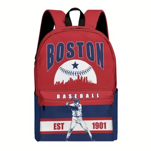 Boston Backpack For Men, Baseball Team Fan Gift Bookbag, 17 Inch Lightweight Laptop Daypack Shoulder Bag For School, Office Or Travel
