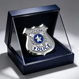 Anime Police Badge Brooch Pin, Vintage Gold Metal Enamel Lapel Pin, Cosplay Clothing Accessories Unisex Gift for Fans