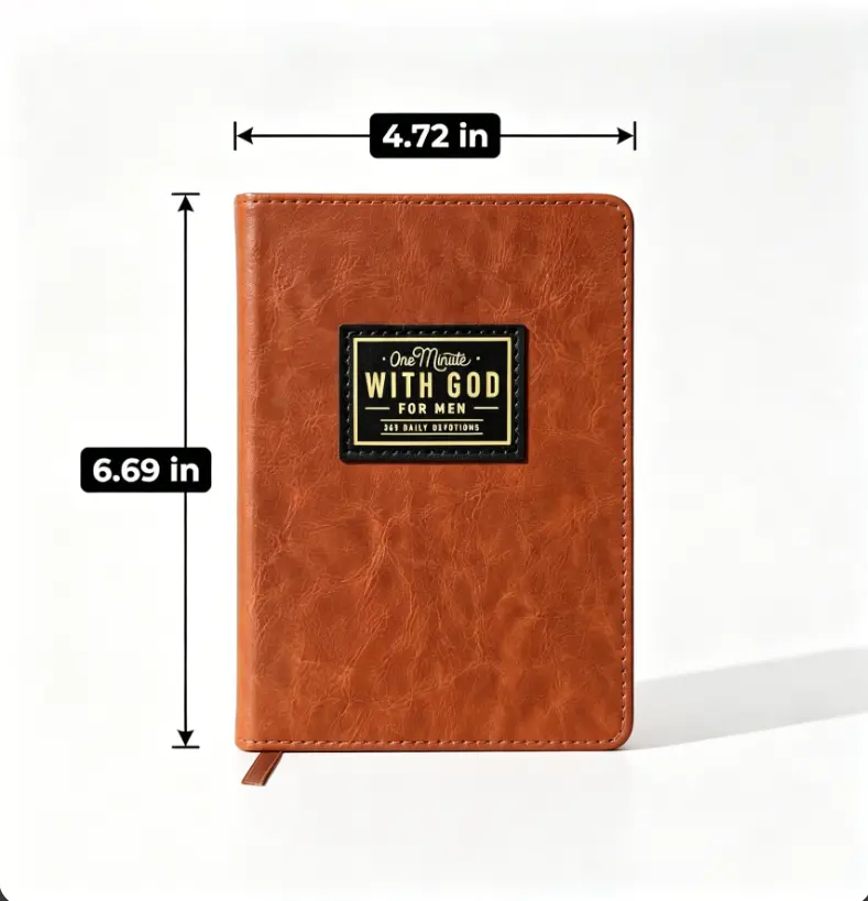 One Minute With God For Men Leather Bible Journal 365 Daily Devotional Prayer Notebook Christian Faith Scripture Diary Ideal Fathers Day Birthday Religious Gift For Husband Church Men Devotion Book