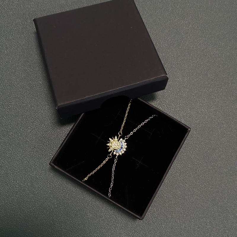 New Packing Sun and Moon Matching Couple Bracelets Set, Stackable His & Hers Friendship Jewelry in Gold and Blue for Women & Men