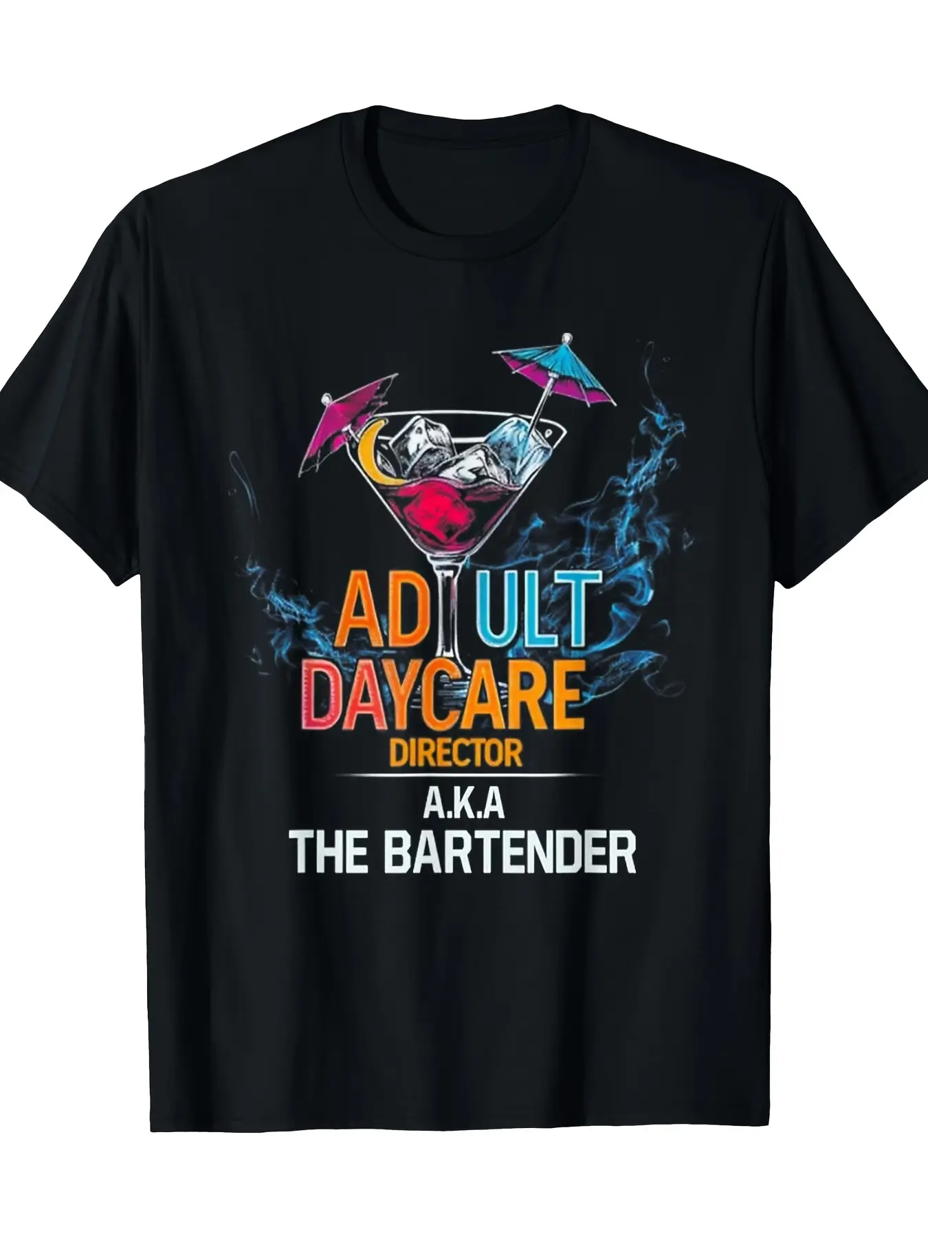 Men'S Adult Daycare Director  Bartender Graphic T- unisex soft cotton short sleeve t shirt, vintage graphic casual tee for men women teens, perfect birthday holiday gift for camping travel gym daily street  wear