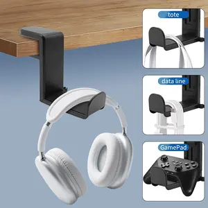 Under-Desk No-Drill Headphone Stand, 360-Degree Swivel Headphone Hanger, Foldable Headphone Holder
