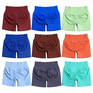 Impact  with Logo Low Waist  Yoga ShortsScrunch Bum Gym  Workout Biker  StretchFitness Clothing  Utilizing Santoni's  knitting technology, it instantly lifts the hip line, creating a fuller, peach-shaped butt Seamless Shorts